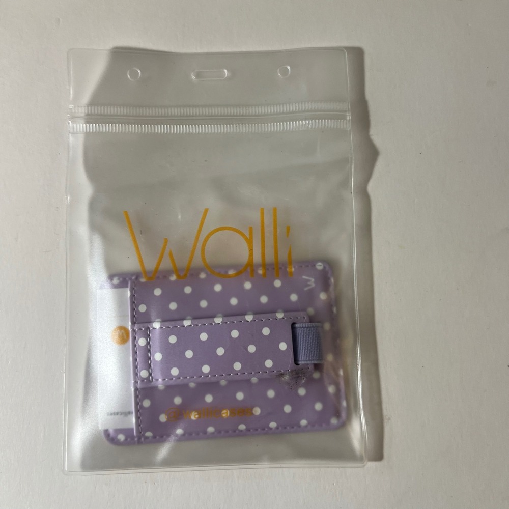 Walli Cases Magnetic Wallet Purple Polka Dot Phone Card Wallet New